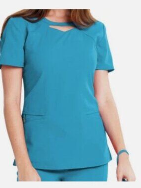 2XL Women's Careisma Medical Uniform Scrub Top ARH CA602 Aqua Rush